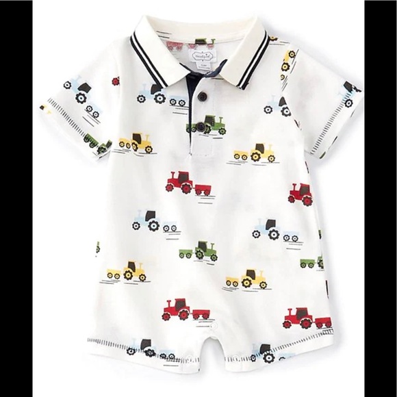 Mud Pie Other - NWT MudPie Short Sleeve Tractor Romper 0-3m